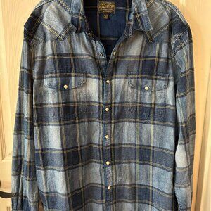 Men's Lucky Brand Classic Plaid Snap-Front Long Sleeve Shirt size XL